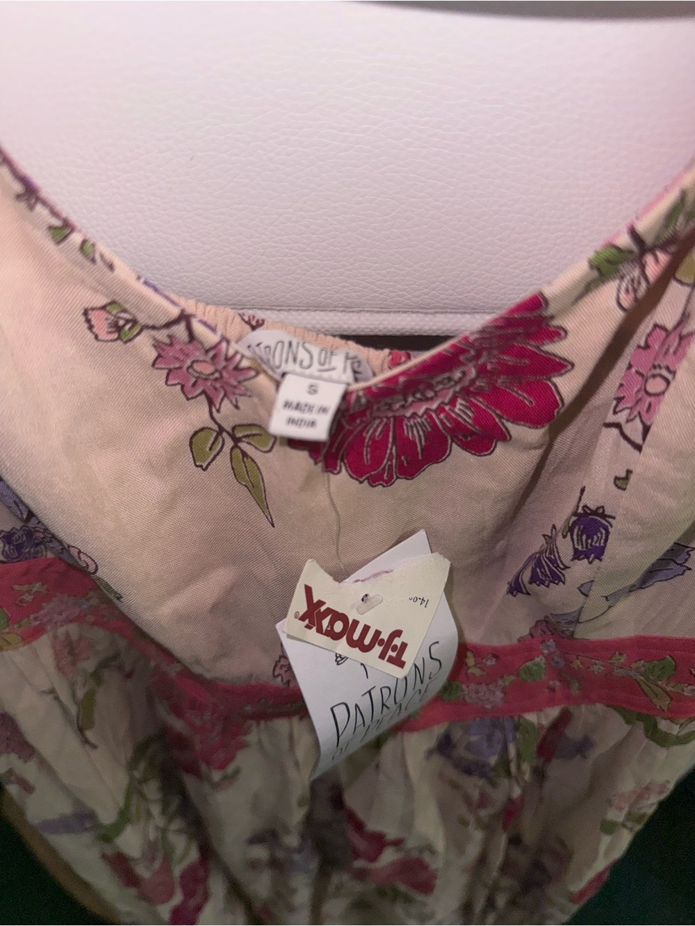 Floral Tie-Shoulder Maxi Dress in Cream with Pink & Green - Picture 3 of 3